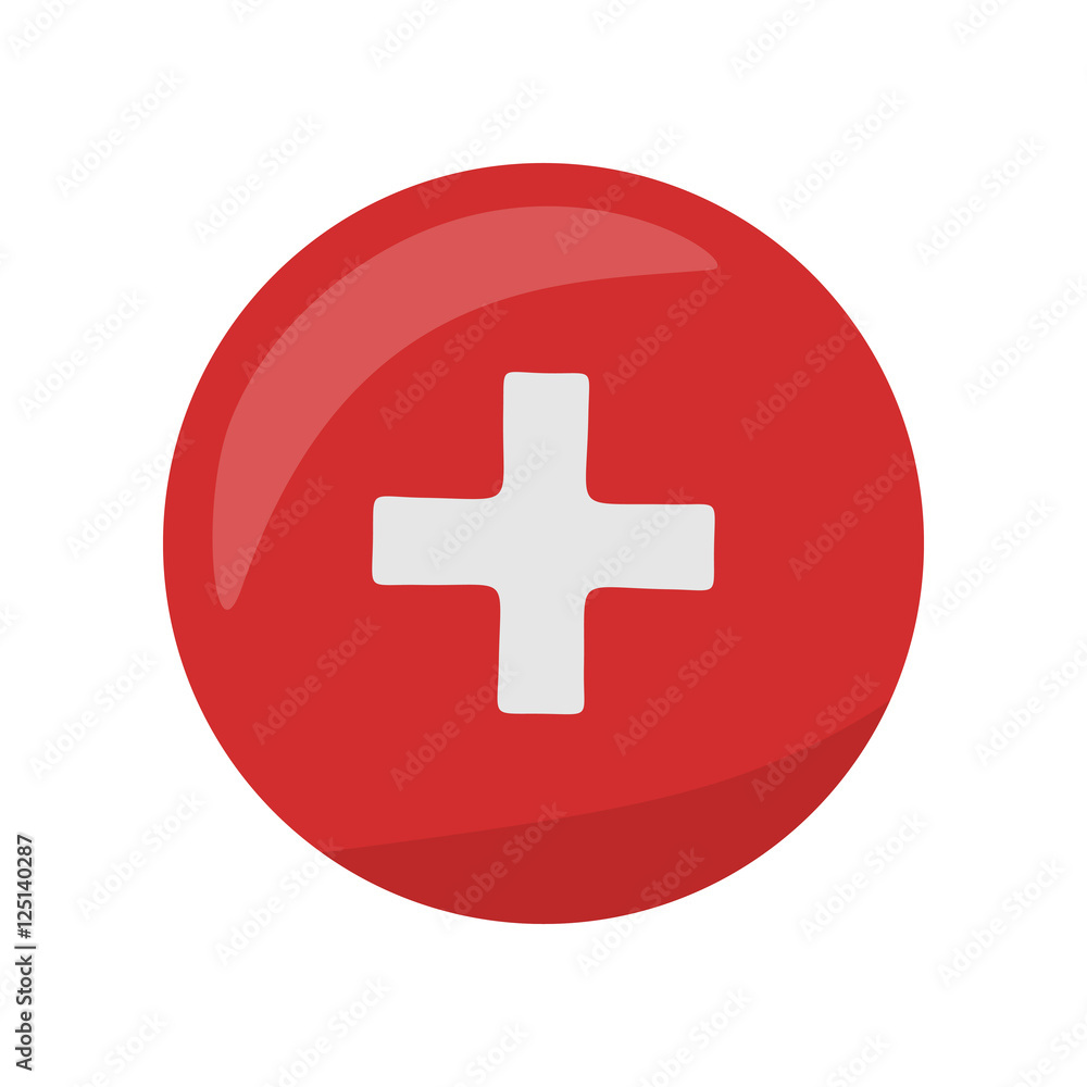 Red Cross Icon on Button. First Medical Aid Sign Red Cross Icon on Button. First Medical Aid Sign