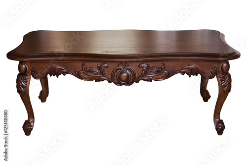 Classic wooden table on a white