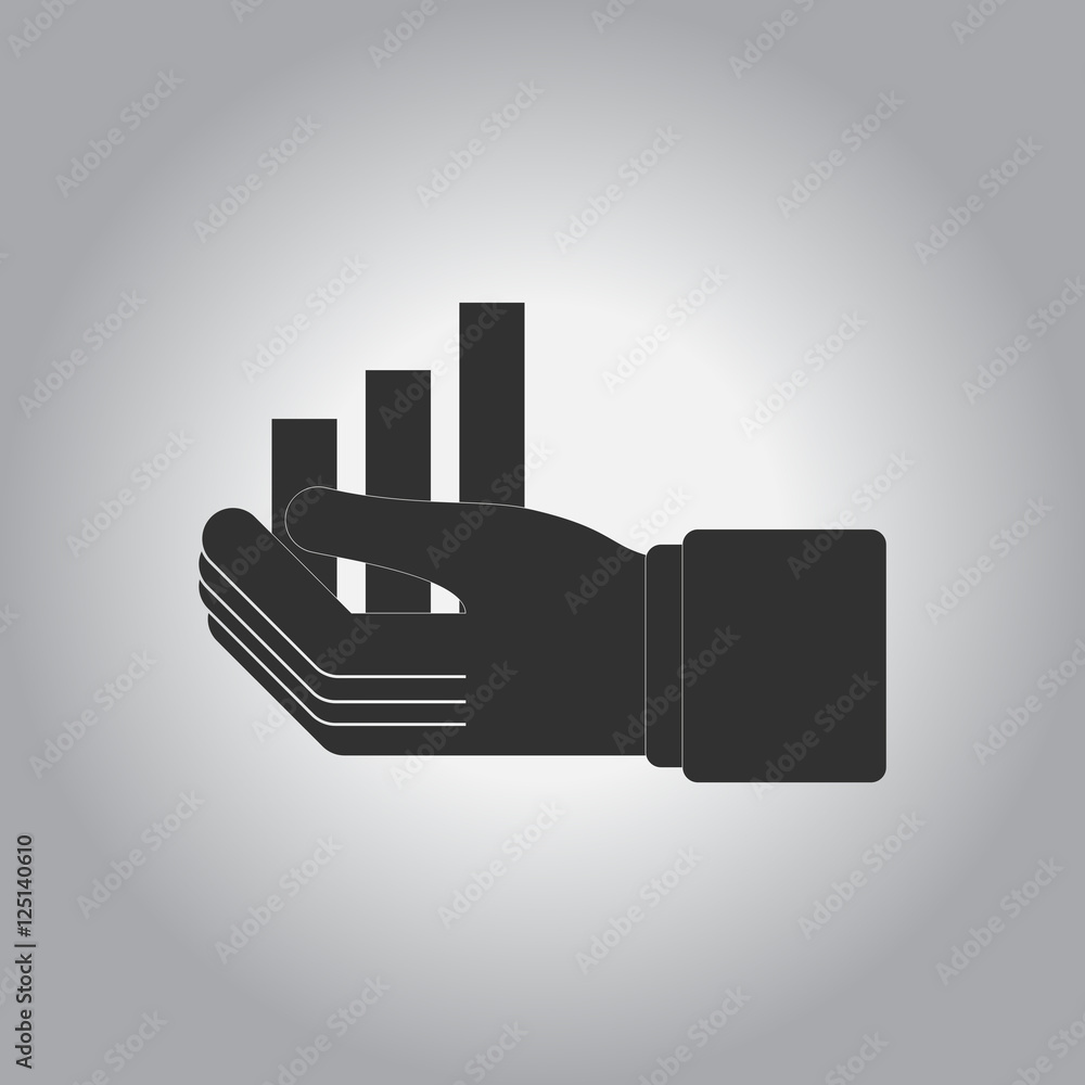 black and white Vector illustration in flat design of column chart in hand black and white Vector illustration in flat design of column chart in hand