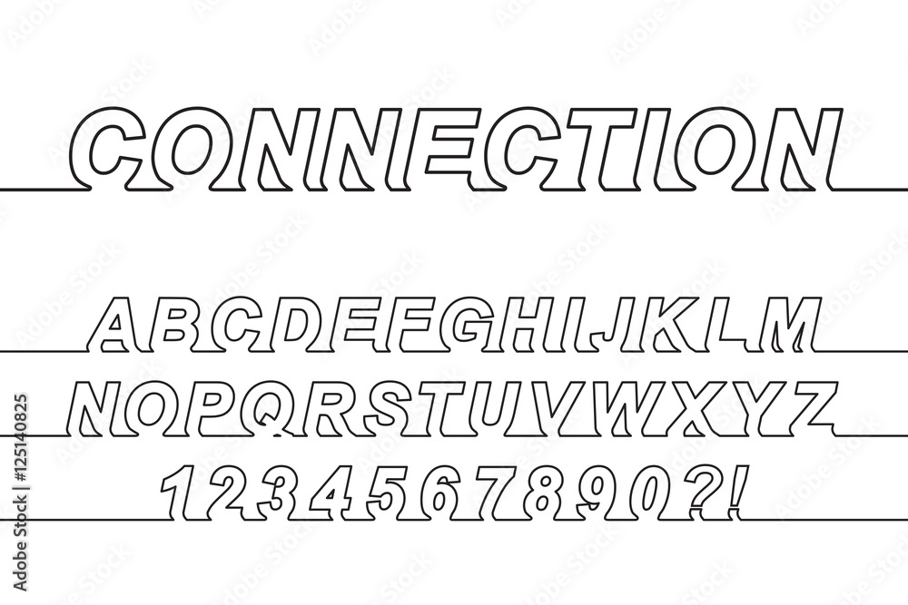 Fototapeta premium Connection One Line Font