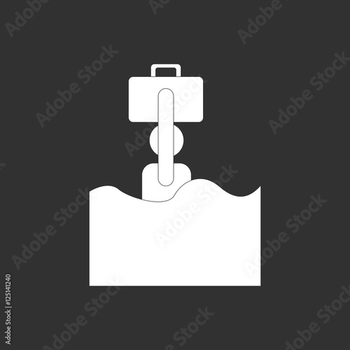 black and white Vector illustration in flat design of refugee in water