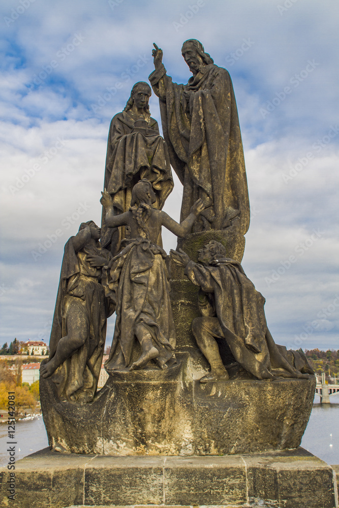 Statues of Saints Cyril and Methodius on Charles Bridge in Pragu Statues of Saints Cyril and Methodius on Charles Bridge in Pragu