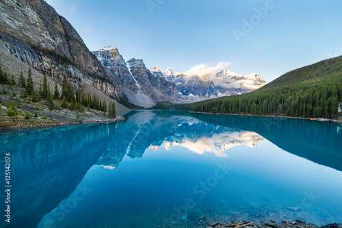 Moraine lake panorama in Banff National Park, Alberta, Canada
