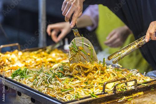 Photography Asian street food - people cooking some food in Seoul - South Korea