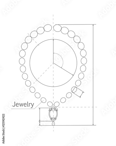 Jewerly Production Sketch of Brilliant Necklace. photo