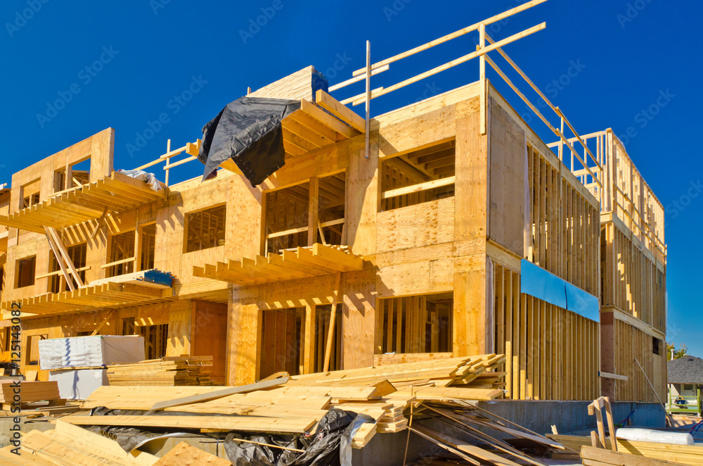 A new home under construction in Vancouver, Canada. A new home under construction in Vancouver, Canada.