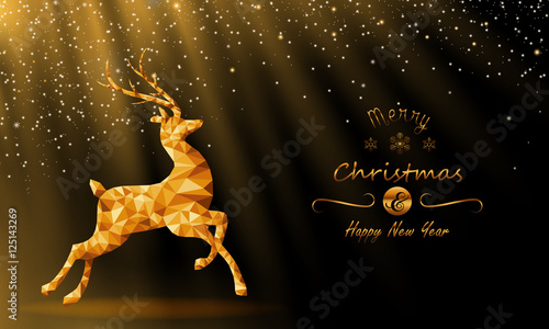 shiny low poly deer - christmas background