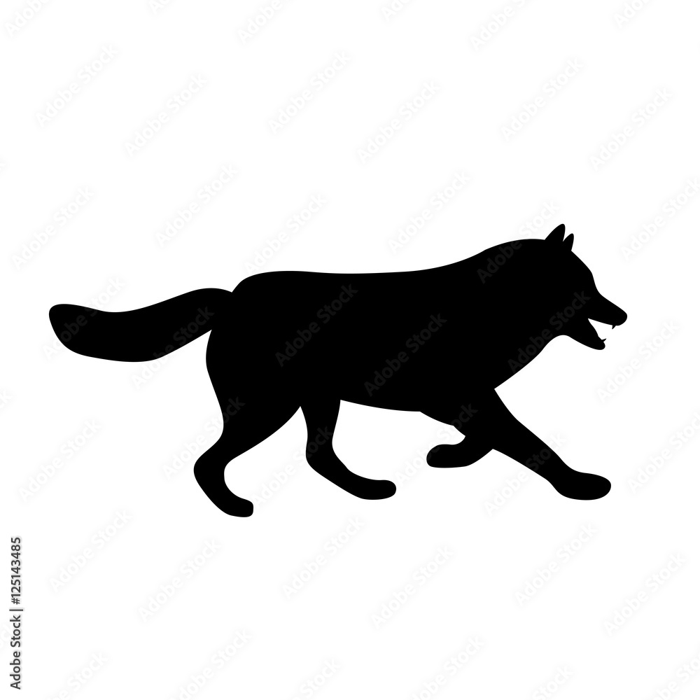adult wolf vector illustration black silhouette