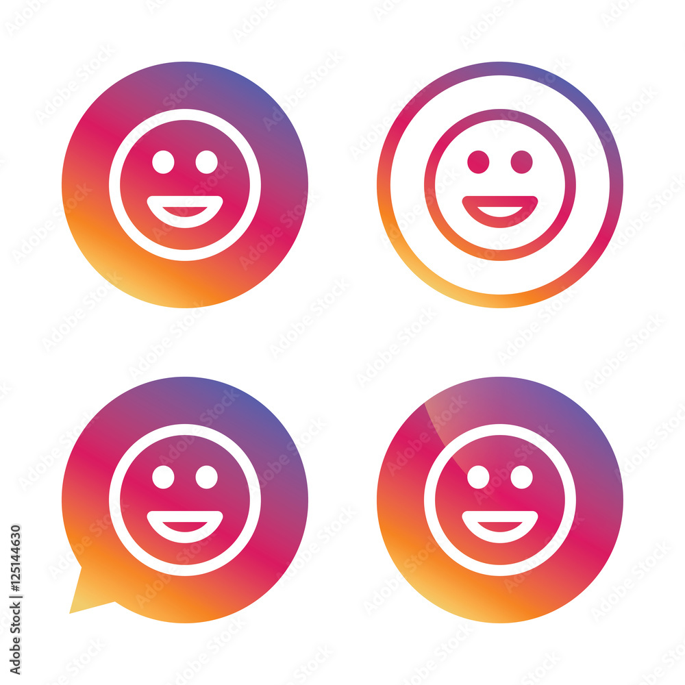 Smile icon. Happy face symbol. Smile icon. Happy face symbol.