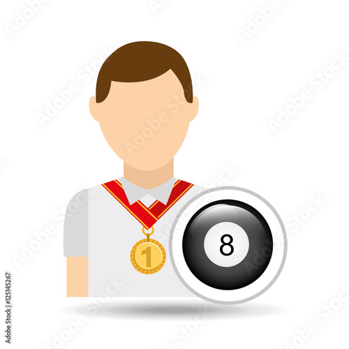 athlete medal pool ball icon graphic vector illustration