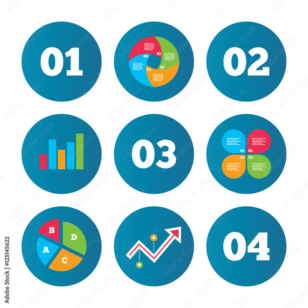 Step one, two, three icons. Sequence of options. Step one, two, three icons. Sequence of options.
