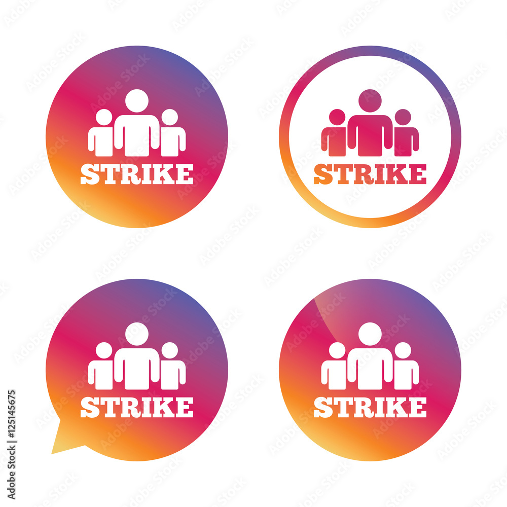 Strike sign icon. Group of people symbol. Strike sign icon. Group of people symbol.
