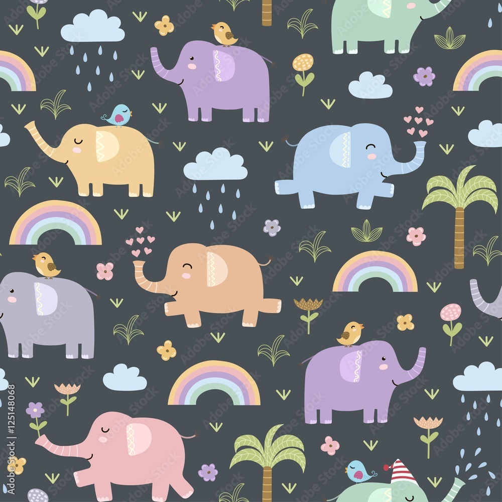 Funny elephants seamless pattern Funny elephants seamless pattern