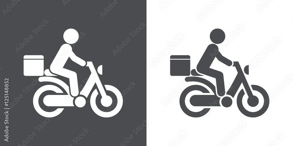 Naklejka premium Icono plano reparto domicilio gris y blanco