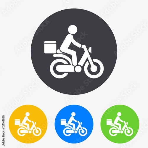 Icono plano reparto domicilio en circulo varios colores