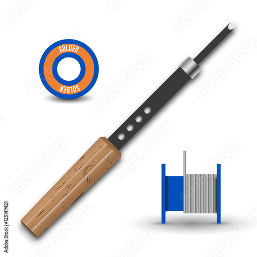 Realistic retro soldering iron, vector illustration.