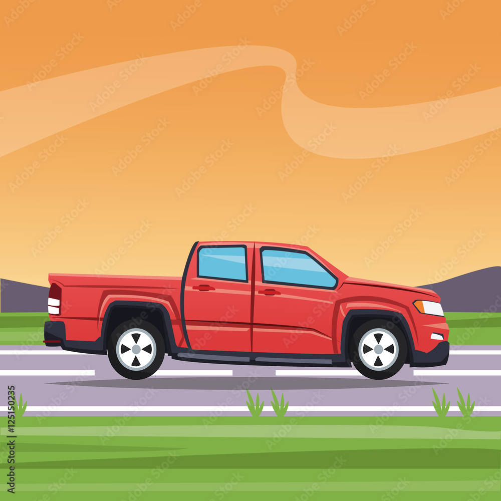 Pickup icon. Vehicle transportation travel and trip theme. Colorful design. Vector illustration