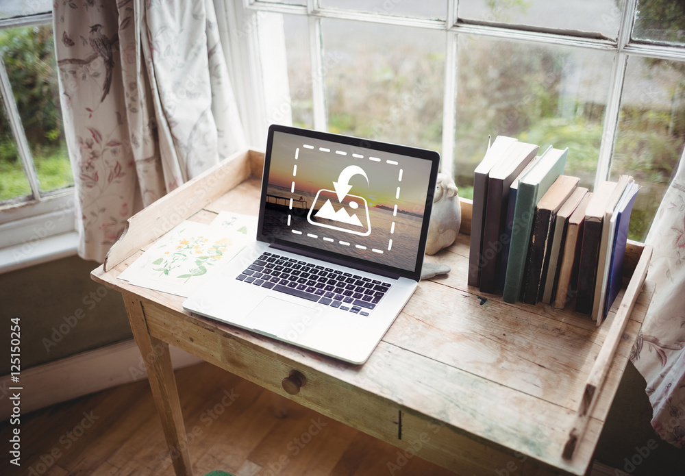 Rustic Computer Template Laptop on Rustic Desk Mockup Stock Template | Adobe Stock