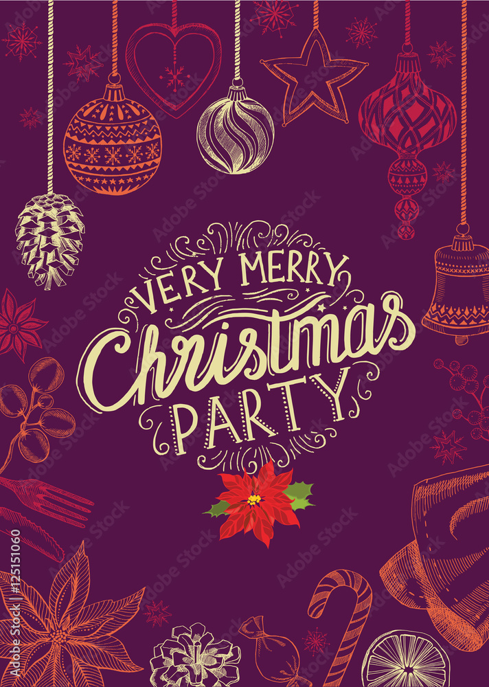 Christmas party invitation, food menu restaurant. Christmas party invitation, food menu restaurant.