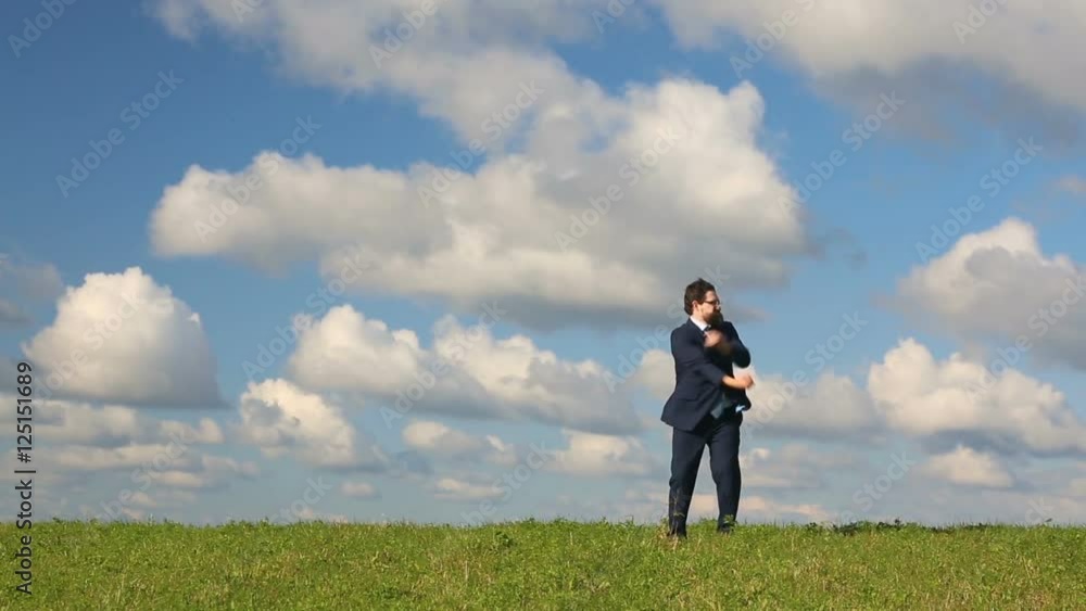 angry businessman on beautiful sky background angry businessman on beautiful sky background