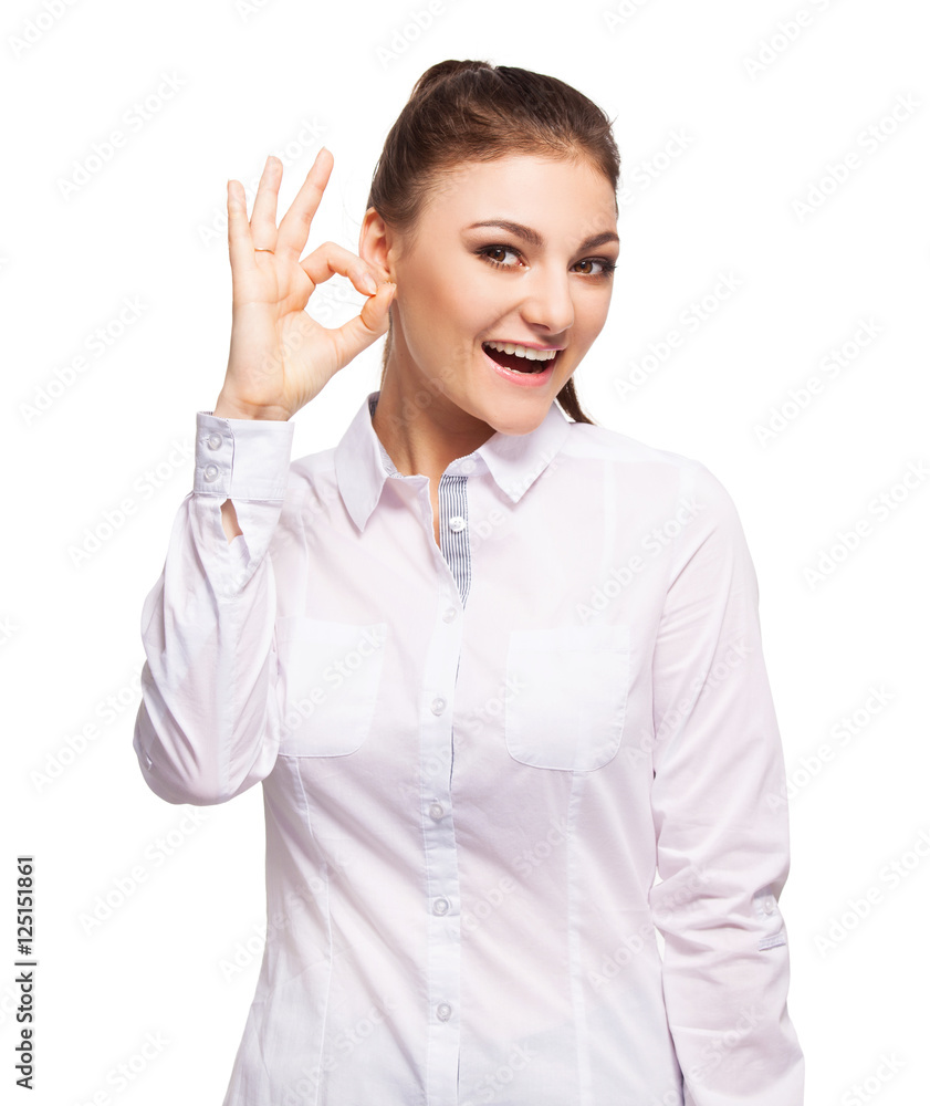 Woman at white background