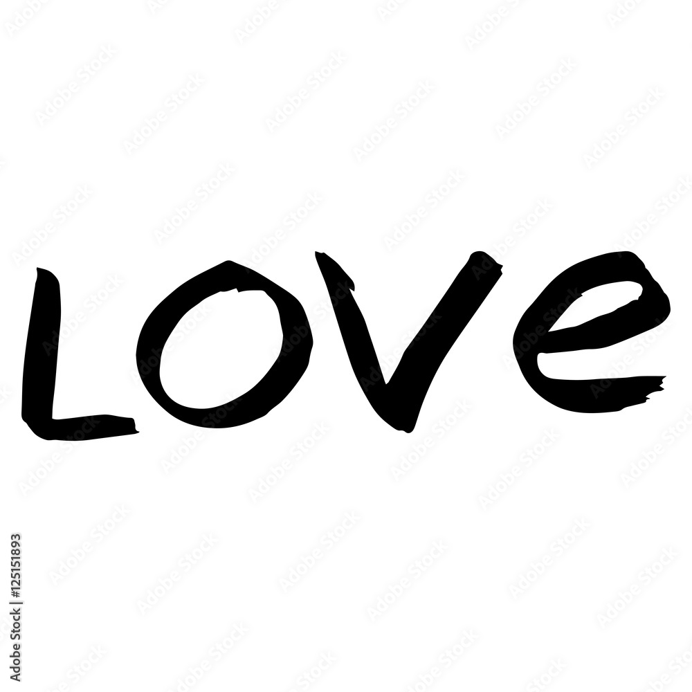 Vector handpainted ink illustration with Love lettering. Vector handpainted ink illustration with Love lettering.