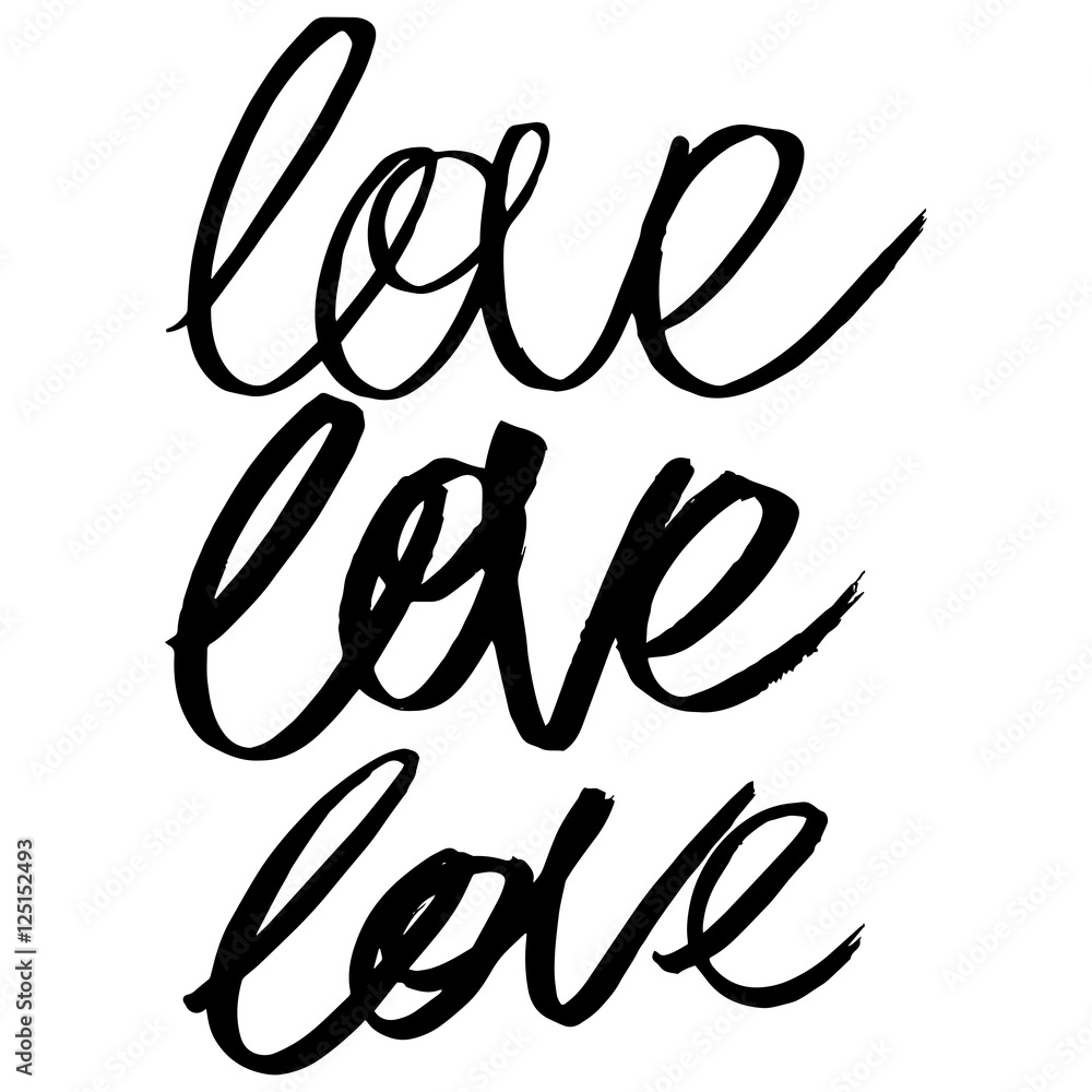 Vector handpainted ink illustration with Love lettering. Vector handpainted ink illustration with Love lettering.