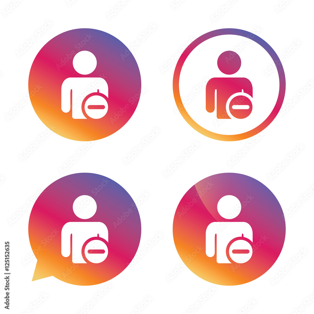 Delete user sign icon. Remove friend symbol. Delete user sign icon. Remove friend symbol.