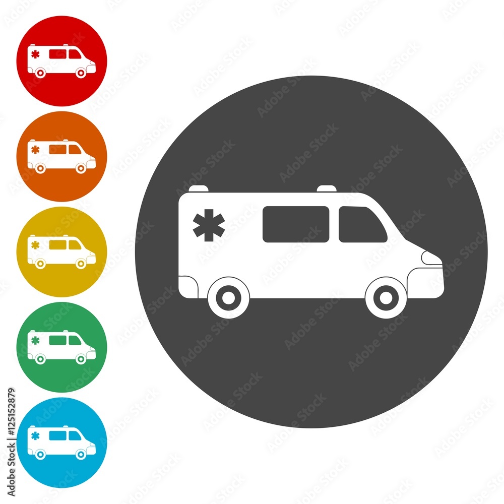 Ambulance car icon. Ambulance car sign Ambulance car icon. Ambulance car sign