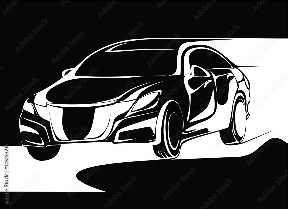 Black and white concept car