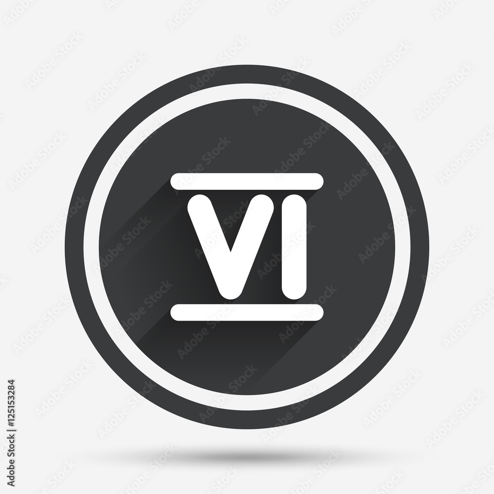 Roman numeral six icon. Roman number six sign. Roman numeral six icon. Roman number six sign.