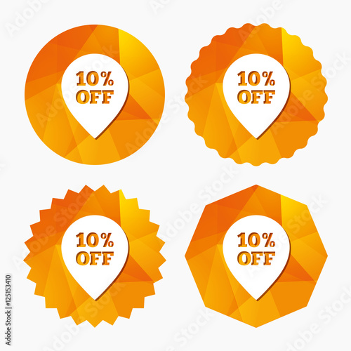 10 percent sale pointer tag sign icon.