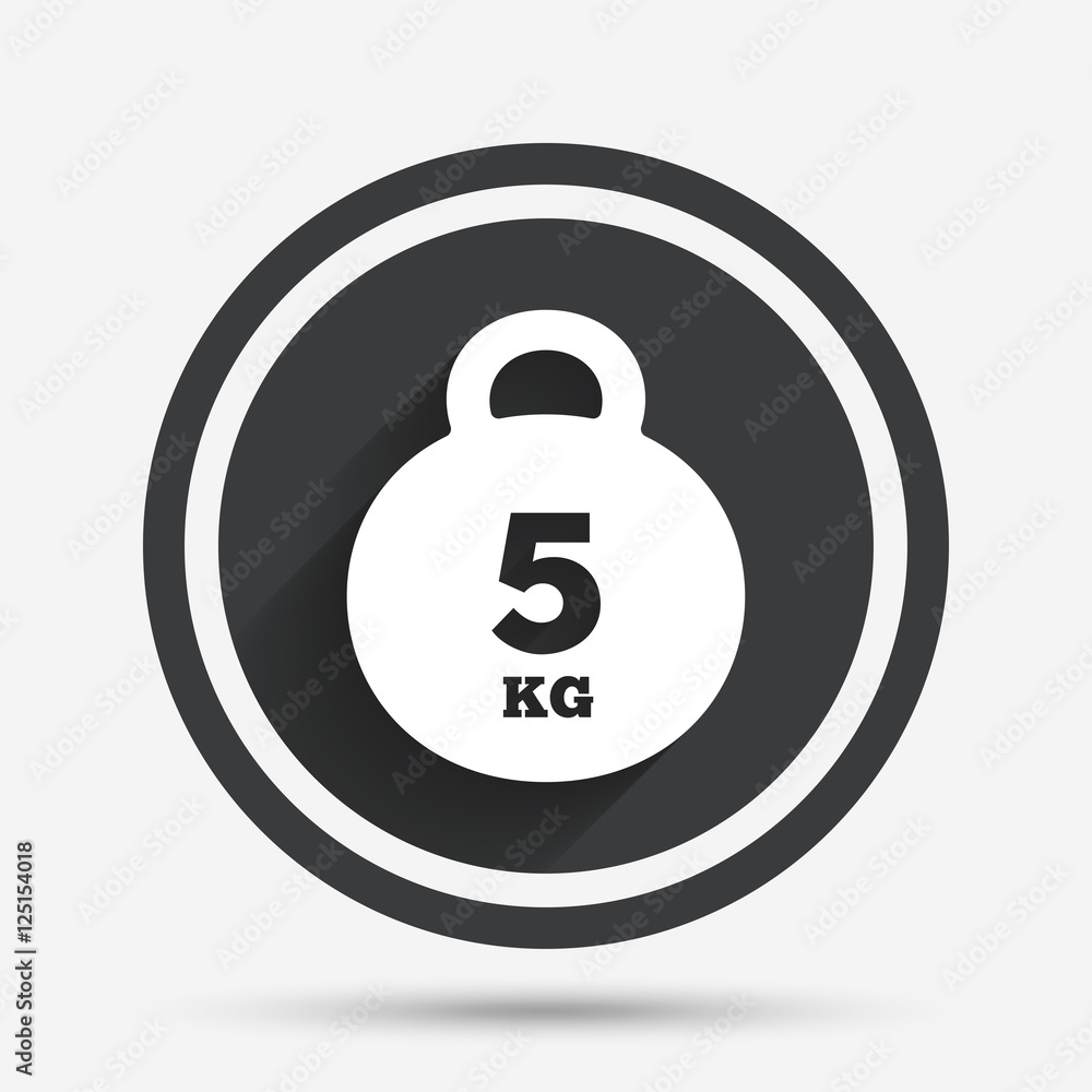 Weight sign icon. 5 kilogram (kg). Sport symbol. Stock Vector | Adobe Stock
