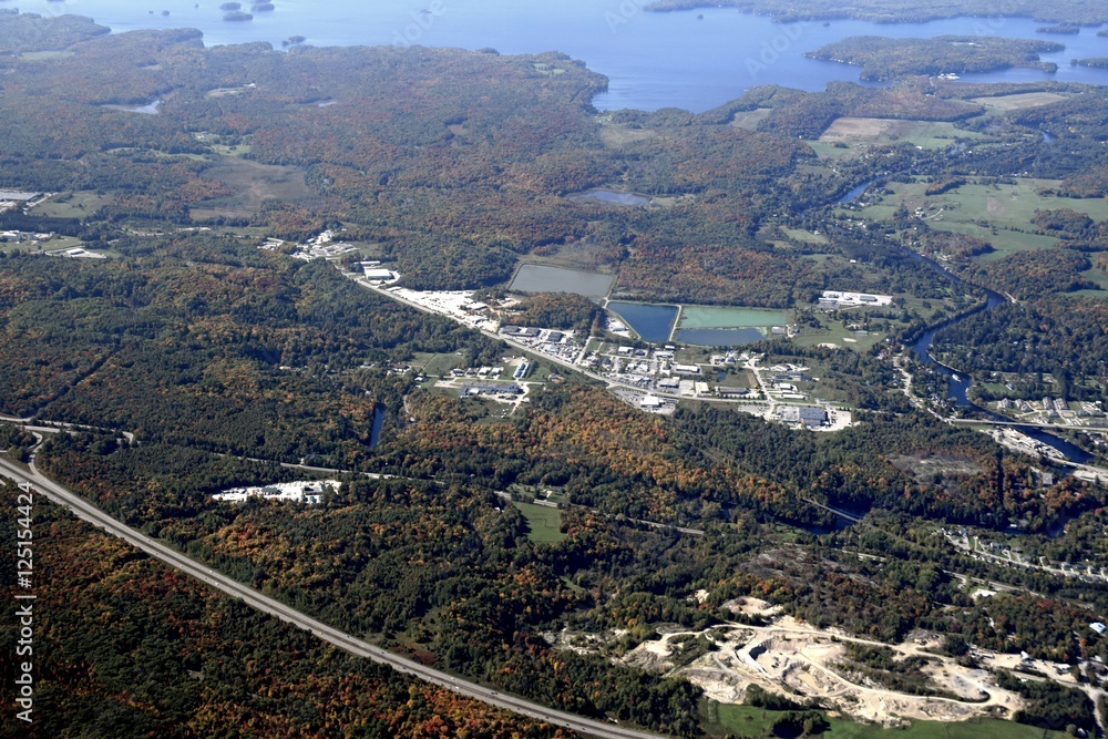 aerial view of   Bracebridge, Ontario Canada 
