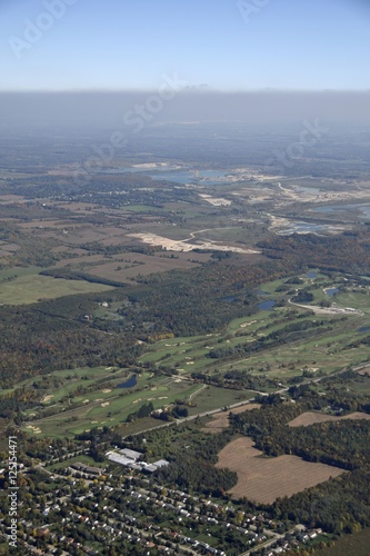 aerial view of a golf course in an rural area near Caledon, Ontario Canada © skyf