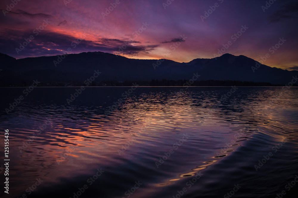 Purple Sky, Mountains and Lake