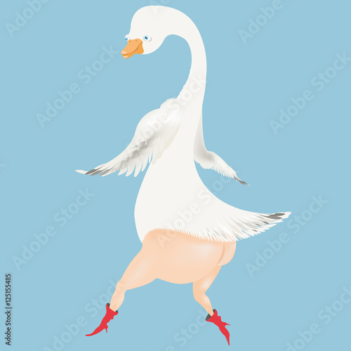 Dancing Goose in red boots and crown