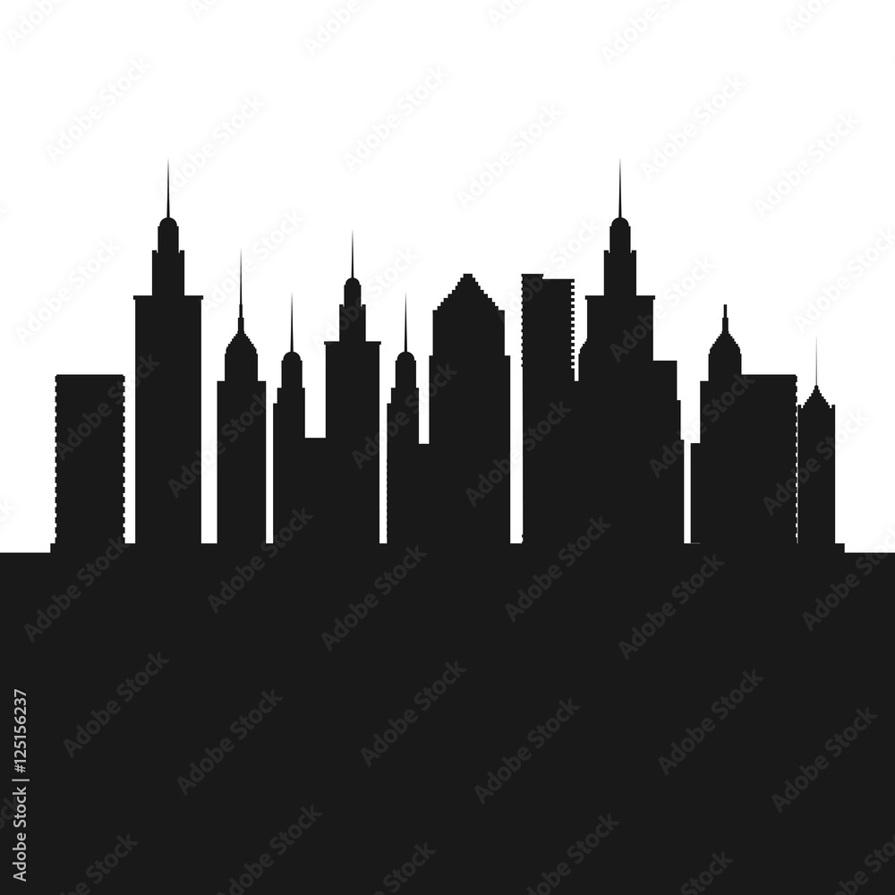 Buildings icon. Big city architecture and urban theme. Black and white design. Vector illustration Buildings icon. Big city architecture and urban theme. Black and white design. Vector illustration