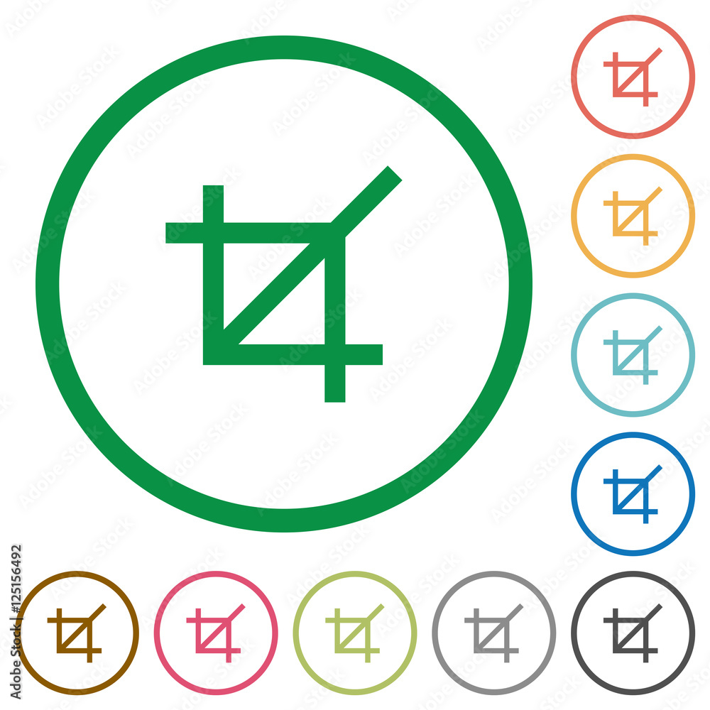 Crop tool flat icons with outlines Crop tool flat icons with outlines