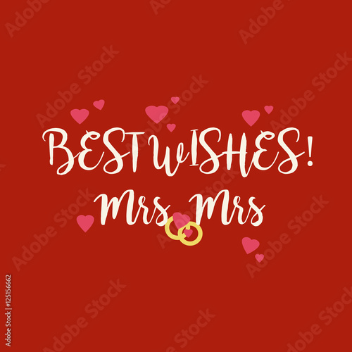 Cute red wedding congratulations greeting card for lesbian couple