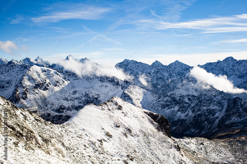 Mountains inspirational landscape view, sunny day in Tatra Mount