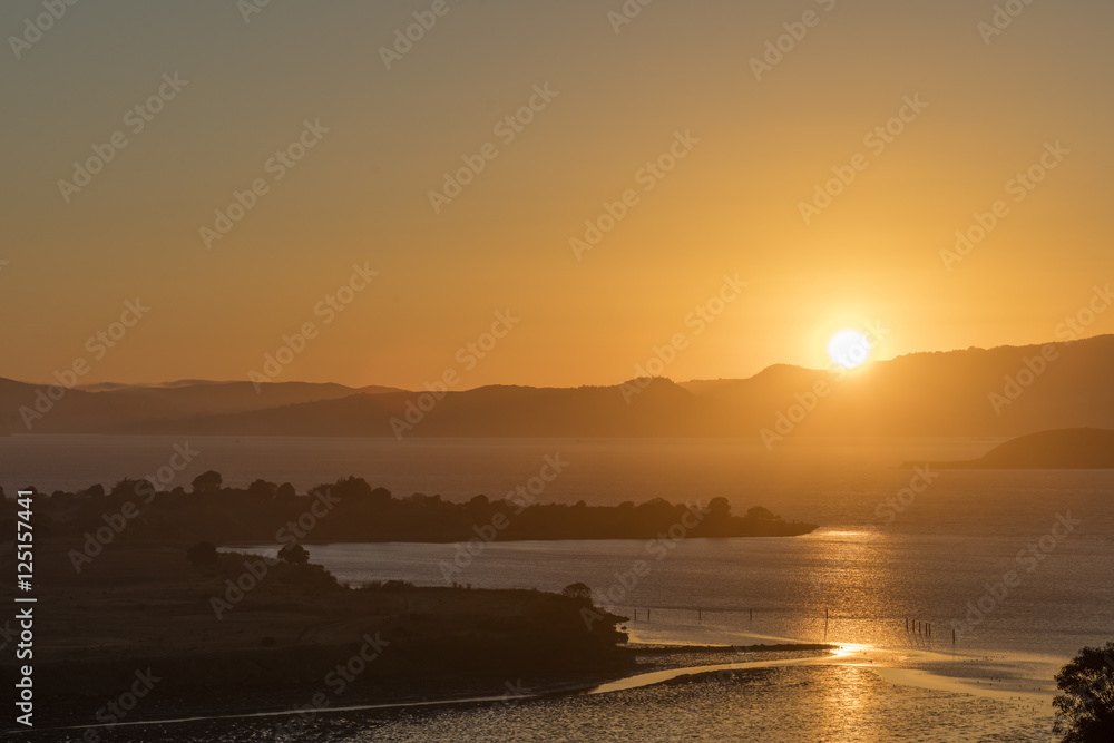 Fototapeta premium Dramatic Sunset over Bay.