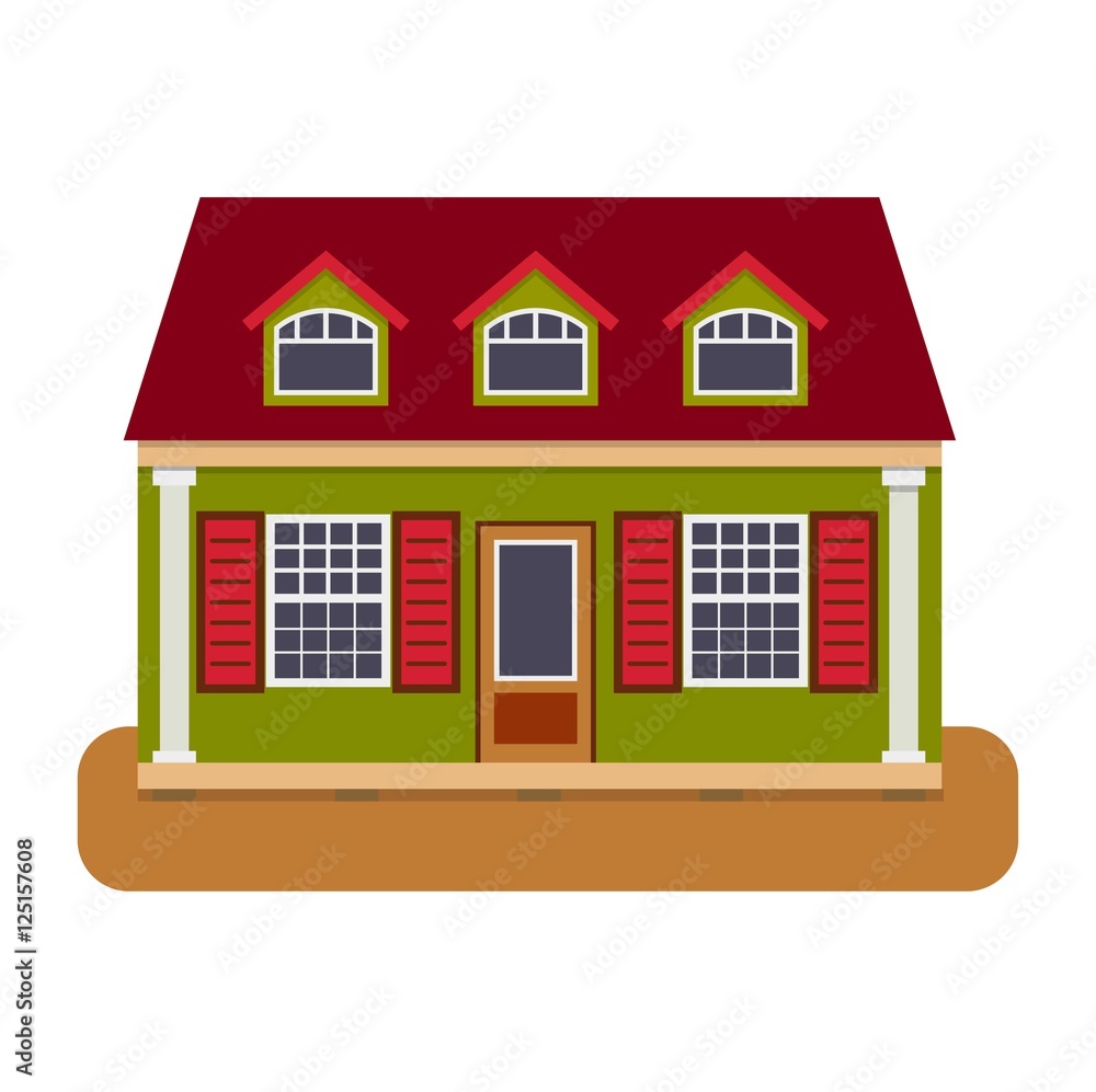 House front view vector illustration
