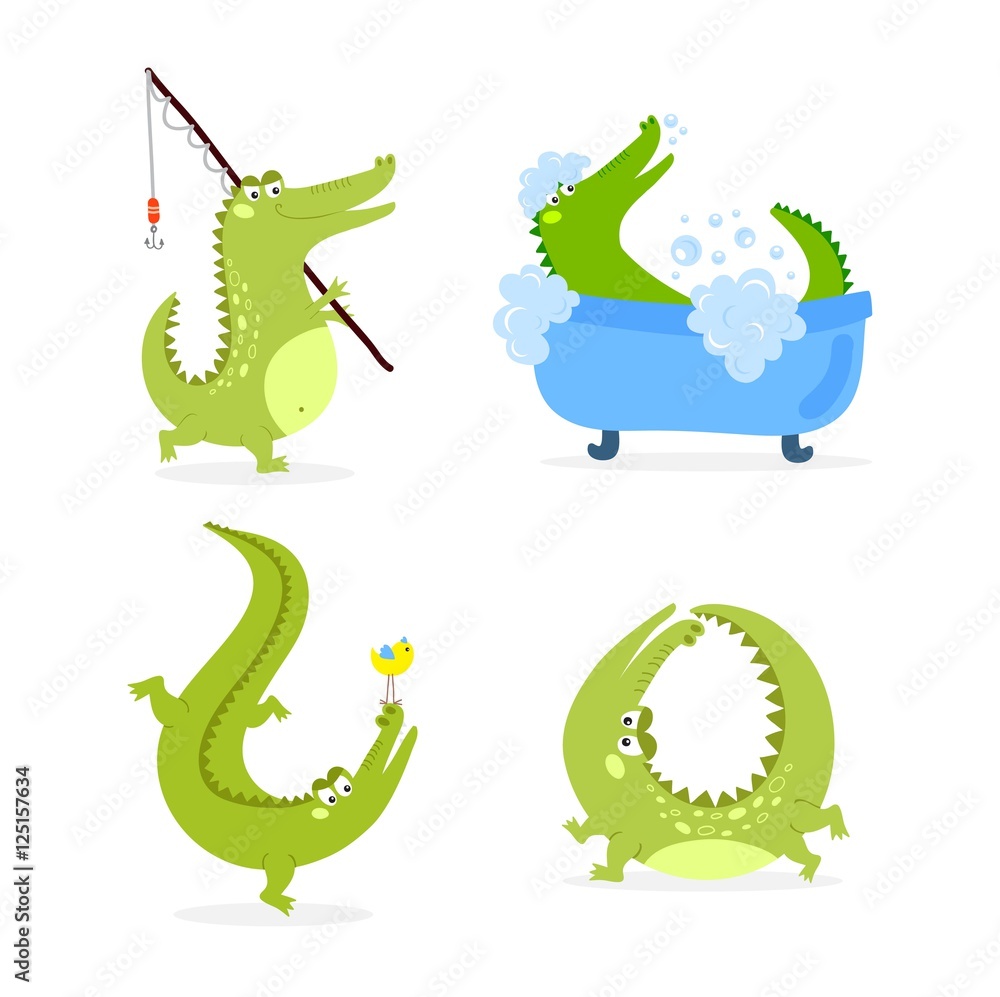 Obraz premium Cute crocodile character vector