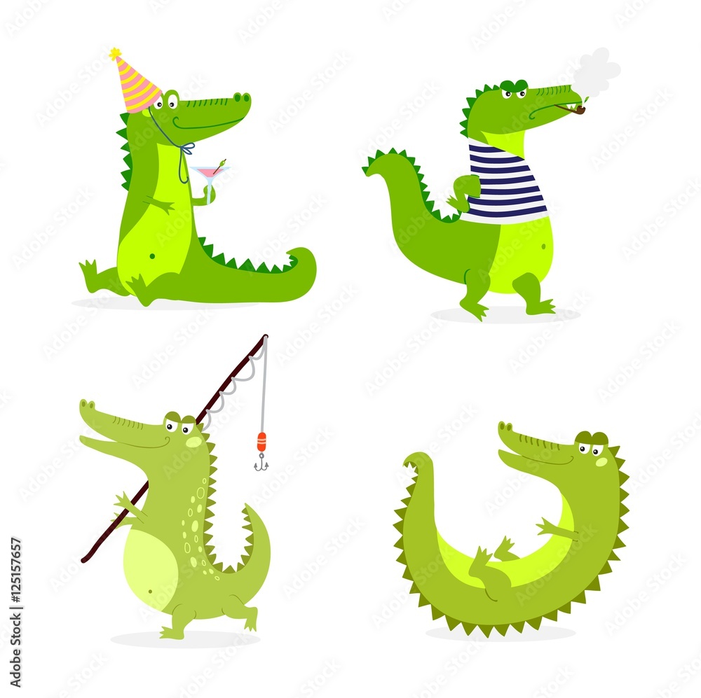 Obraz premium Cute crocodile character vector