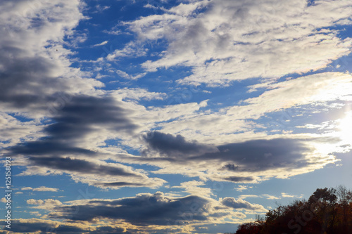 blue sky with clouds closeup © ungvar