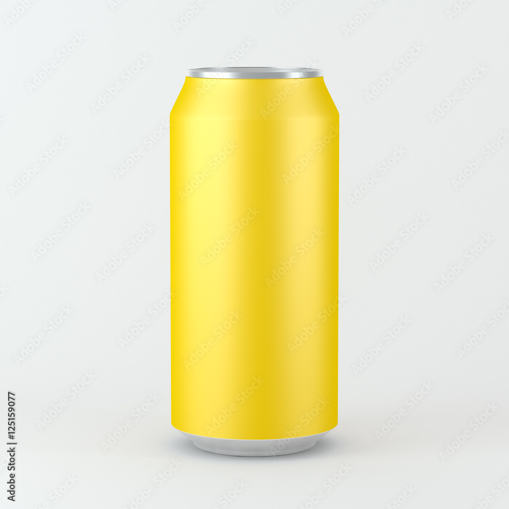 Blank matt yellow aluminum can for beer and other drink, Isolated Mockup. 3d rendering Blank matt yellow aluminum can for beer and other drink, Isolated Mockup. 3d rendering