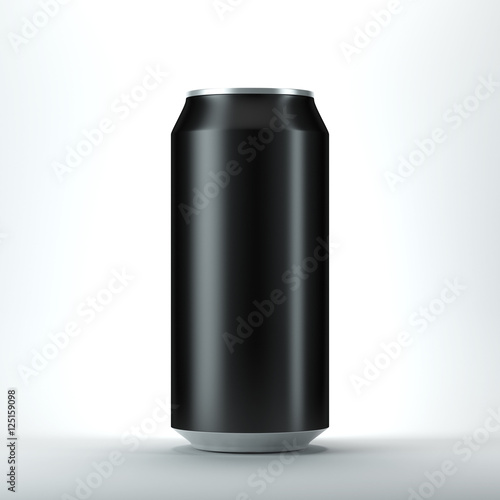 Black aluminum can for beer and other drink, Isolated Mockup. 3d rendering