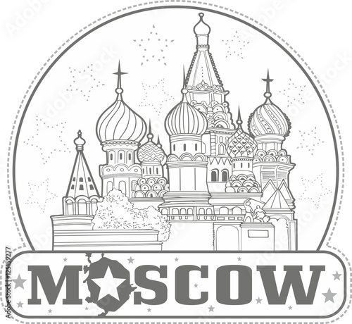 Sticker with Saint Basil's Cathedral in Moscow