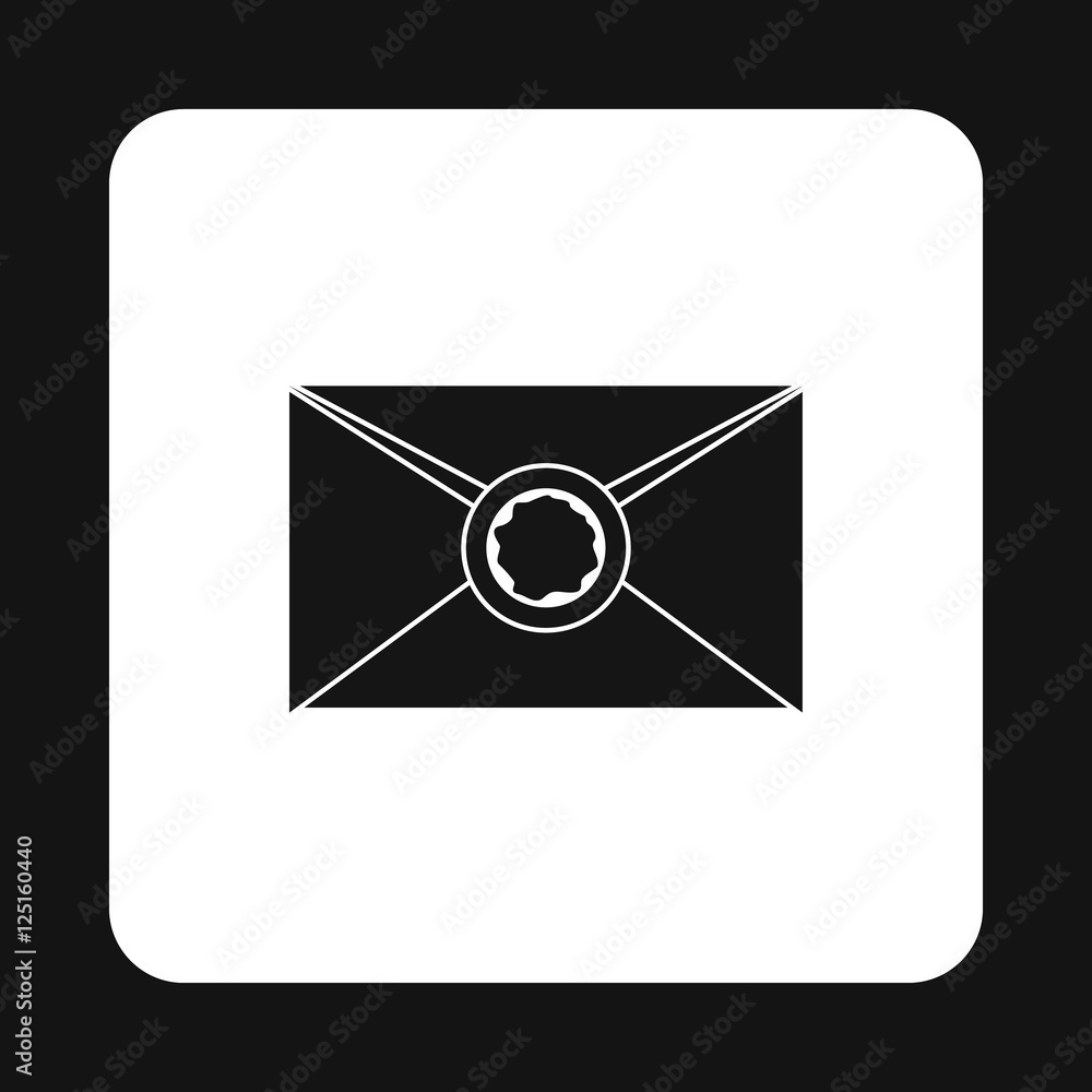 Letter with sealing wax icon in simple style isolated on white background. Message symbol Letter with sealing wax icon in simple style isolated on white background. Message symbol
